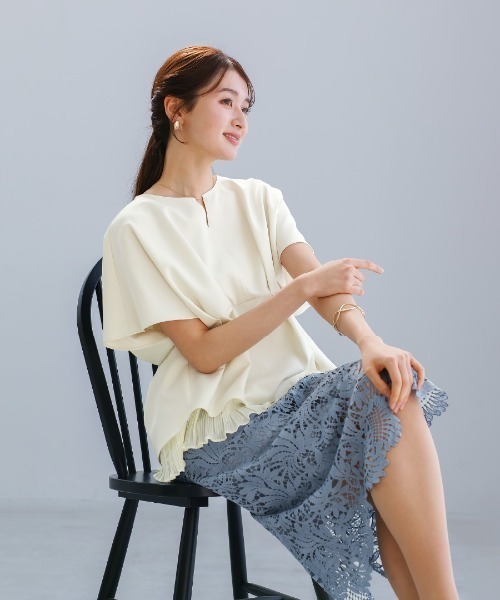 ブラウス シャツ 夏 半袖 「 多機能すぎるブラウス 」ダブルピケ・裾