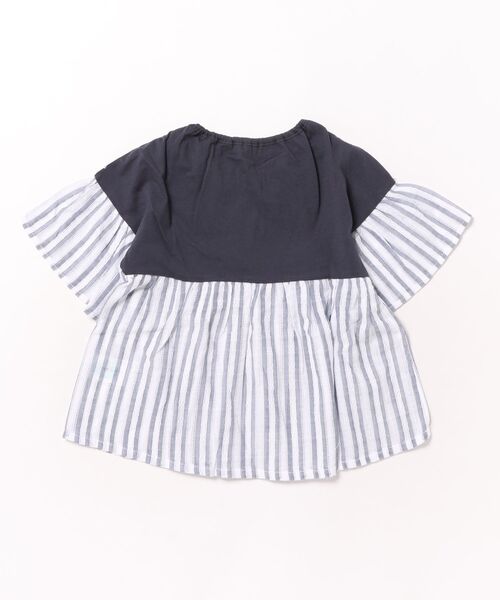チュニック 先染めレースストライプチュニックブラウス キッズ 子供服 女の子の画像