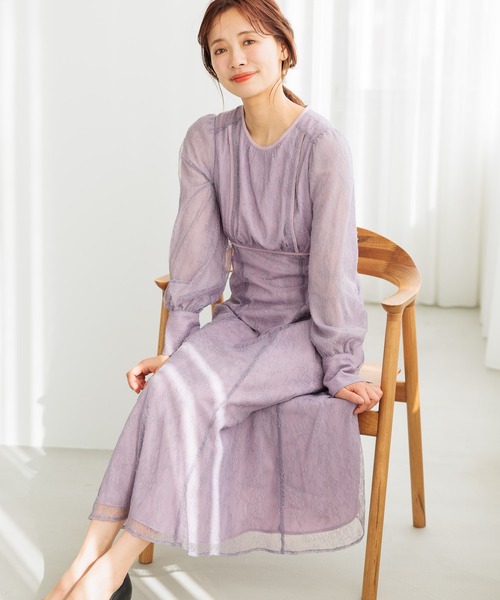 「mysty woman」 長袖ワンピース FREE ピンク レディース_画像3