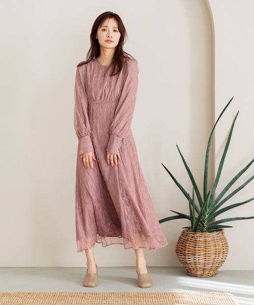 「mysty woman」 長袖ワンピース FREE ピンク レディース_画像4
