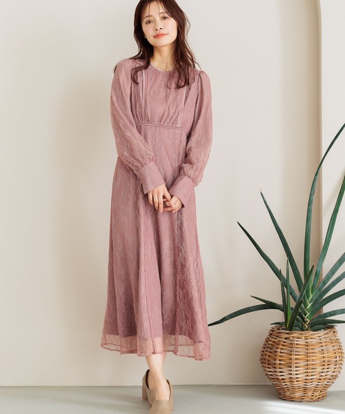 「mysty woman」 長袖ワンピース FREE ピンク レディース_画像6