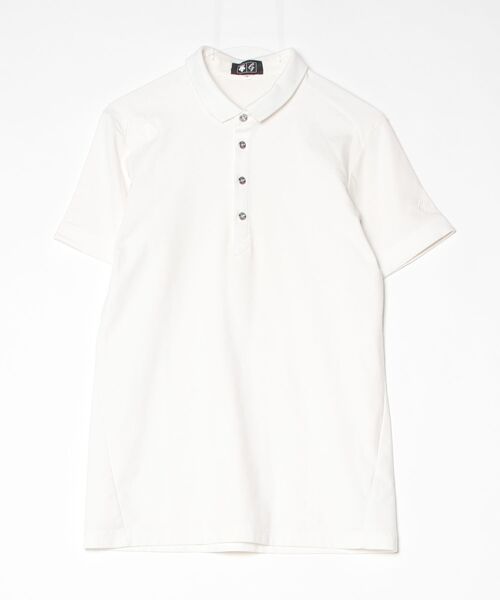 【新品タグ付き】DESCENTE ホワイトポロシャツ ジッパー付き DESCENTE GOLF 「DESCENTE GOLF」 半袖ポロシャツ M ホワイト メンズ