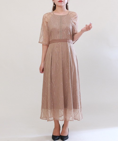 「TRUDEA」 半袖ワンピース MEDIUM チャコールグレー レディース_画像3