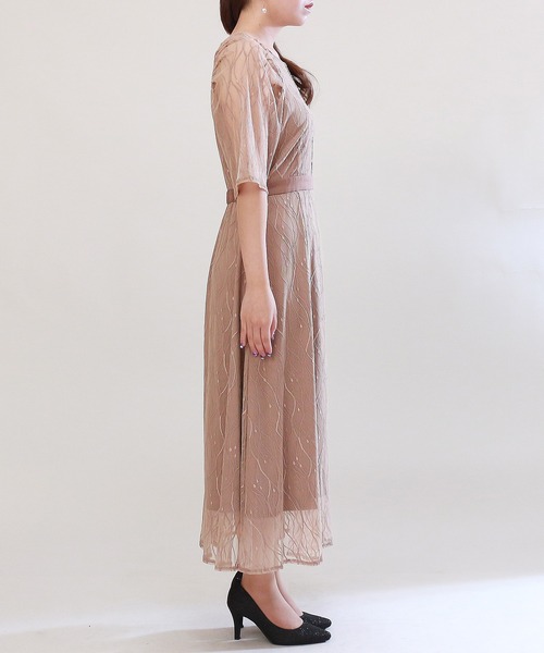 「TRUDEA」 半袖ワンピース MEDIUM チャコールグレー レディース_画像4