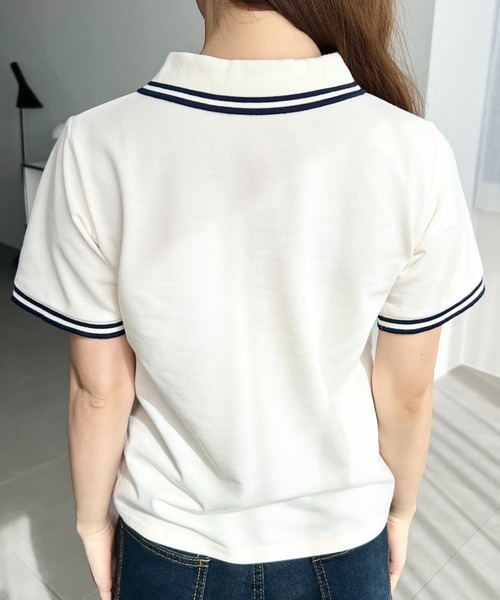 「U.S. POLO ASSN.」 半袖ポロシャツ M ネイビー レディース_画像8