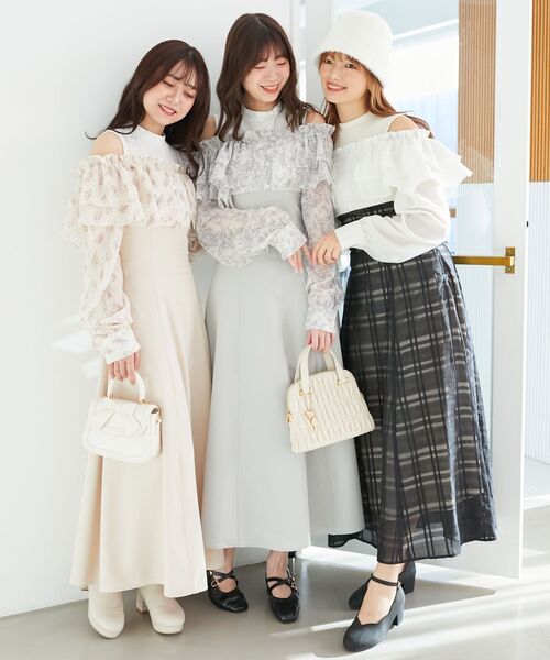 「MAJESTIC LEGON」 長袖ワンピース SMALL ベージュ系その他2 レディース_画像2