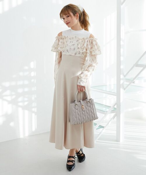 「MAJESTIC LEGON」 長袖ワンピース SMALL ベージュ系その他2 レディース_画像5