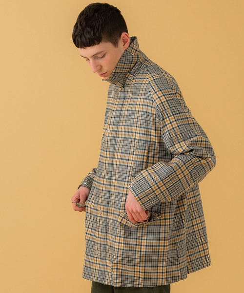 ステンカラーコート チェックウェイファーラーコート/A19C-04CO02C