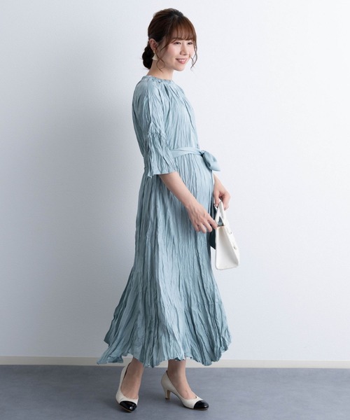 SweetMommy（スウィートマミー） ドレス ランダムサテンプリーツ 5分袖