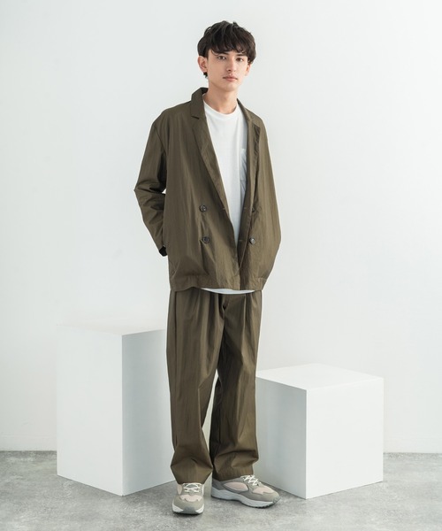 ネイビー パンツ ZOZOTOWN PayPayモール店 - 通販 - PayPayモール スラックス 日本製 グリストーンW 綿ナイロン 高密度ギャバ2タックワイドパンツ ♕しています