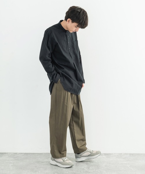 ネイビー パンツ ZOZOTOWN PayPayモール店 - 通販 - PayPayモール スラックス 日本製 グリストーンW 綿ナイロン 高密度ギャバ2タックワイドパンツ ♕しています