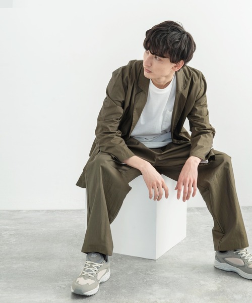 ネイビー パンツ ZOZOTOWN PayPayモール店 - 通販 - PayPayモール スラックス 日本製 グリストーンW 綿ナイロン 高密度ギャバ2タックワイドパンツ ♕しています