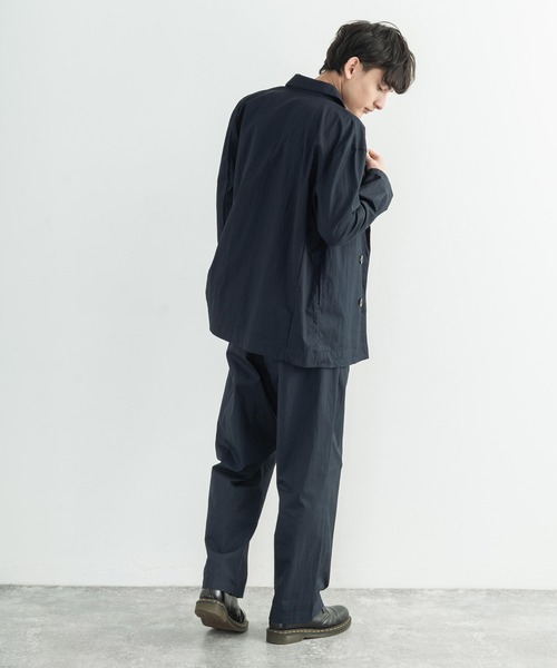 ネイビー パンツ ZOZOTOWN PayPayモール店 - 通販 - PayPayモール スラックス 日本製 グリストーンW 綿ナイロン 高密度ギャバ2タックワイドパンツ ♕しています
