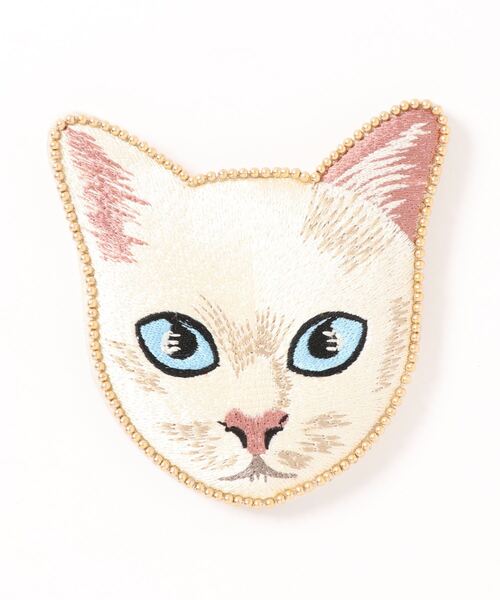 鏡 「 ammy. / エイミードット 」 レオパード キャット 刺繍 ミラー