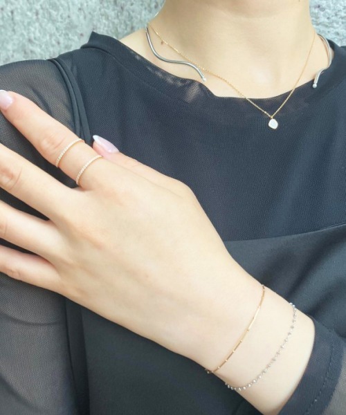 ete bijoux 指輪 リング K18YG パーティクル ダブルライン