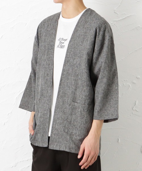 カーディガン 七分袖布帛カーディガン+半袖Tシャツ セット