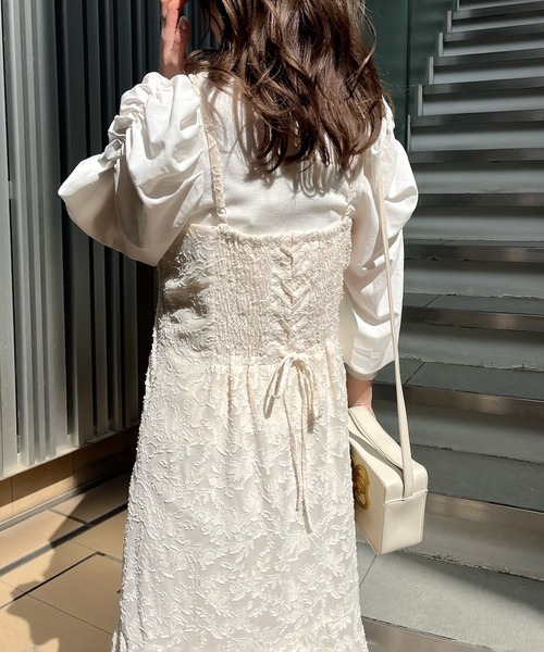 NICE CLAUP ロングワンピース インナーキャミソール付き アイボリー one after another NICE CLAUP（ワンアフターアナザーナイ