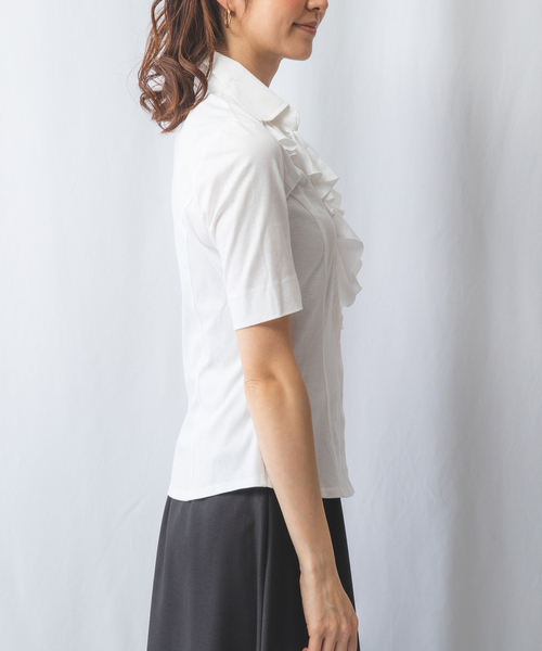 tシャツ 「NARACAMICIE」衿付きフリルカットソーブラウス レディース NARACAMICIE tシャツ 「NARACAMICIE」衿付きフリルカットソー