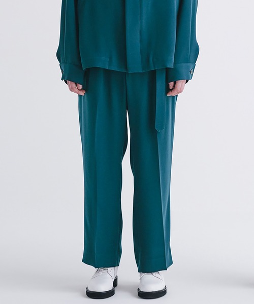 パンツ スラックス 23-AW-047　Double Satin 2 Tuck Wide Pants AW 047　Double Satin Tuck Wide
