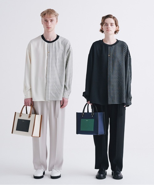 パンツ スラックス 23-AW-047　Double Satin 2 Tuck Wide Pants AW 047　Double Satin Tuck Wide