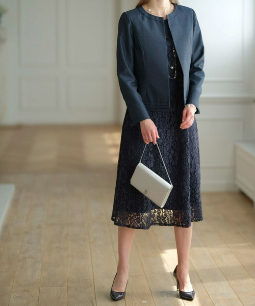 BELLUNA スカートスーツ 「礼服」シャンタンジャケレースワンピ