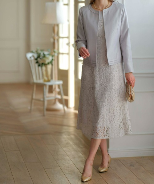 BELLUNA スカートスーツ 「礼服」シャンタンジャケレースワンピ