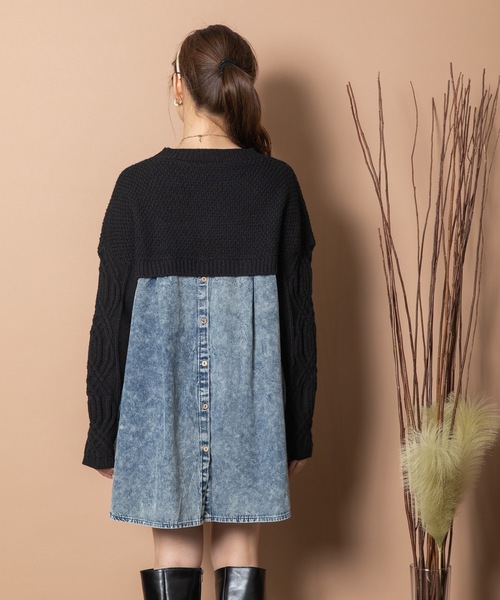 ニット×デニム ドッキングシャツ レディース : ZOZOTOWN Yahoo