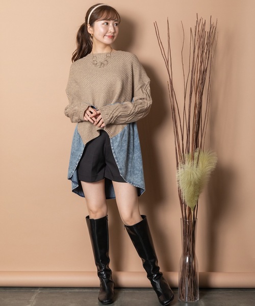 ニット×デニム ドッキングシャツ レディース : ZOZOTOWN Yahoo