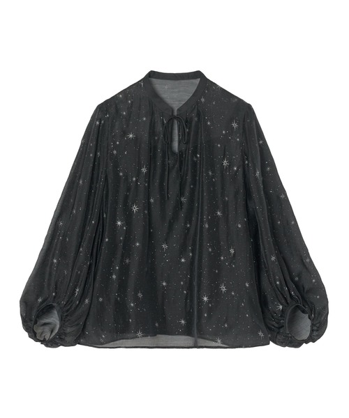 アナイ　anayi スターフロッキー　ブラウス　長袖　シャツ　ブラック　38 アナイ anayi スターフロッキー ブラウス 長袖 シャツ ブラック 38