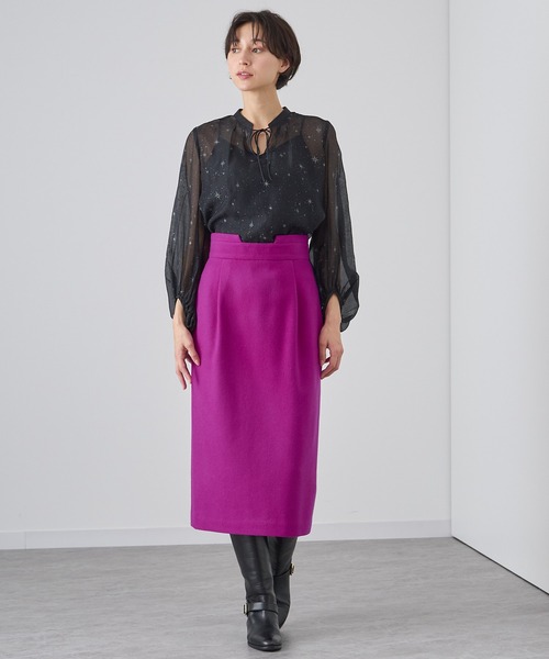 ANAYI（アナイ） ブラウス シャツ スターグリッタープリントパフ袖