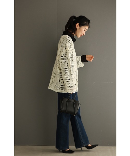 cawaii ニット セーター ビジューを散りばめた揺らめくダイヤ柄