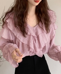 マルチサイズ ブラウス シャツ Vネックプルオーバー レディース 1chaku. マルチサイズ ブラウス シャツ Vネックプルオーバー