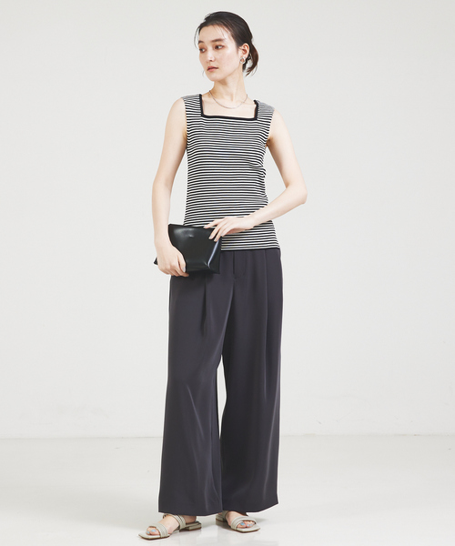 カリテ（qualite）/スクエアノースリーブニット qualite（カリテ） タンクトップ ノースリーブ スクエアノースリーブ