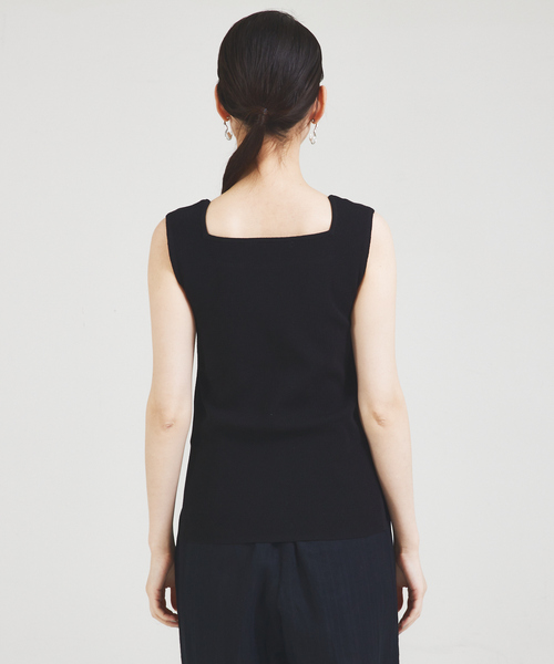 qualite（カリテ） タンクトップ ノースリーブ スクエアノースリーブ