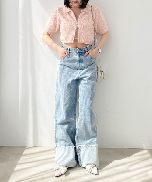 Heather（ヘザー） カーディガン 半袖 WZIPショートカーディガン（半袖