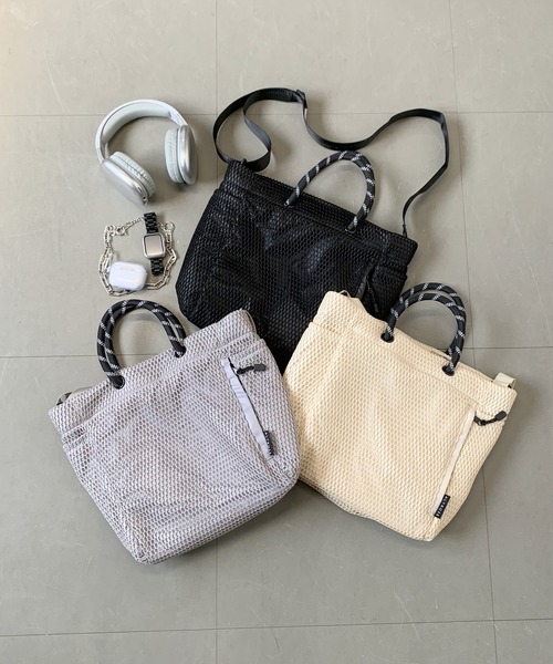 nouerグレー メッシュ 2wayハンドバッグ ヌエール nouer 2wayメッシュハンドバッグ （グレー