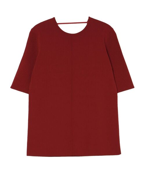 UN3D. バックオープンデザイン 半袖ニットトップス UN3D. ニット セーター BACK OPEN KNIT TOP / バックオープン