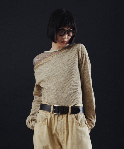 tシャツ EYELET WAFFLE BOATNECK L/S TOPS レディース M TO R tシャツ EYELET WAFFLE BOATNECK L/S TOPS レディース