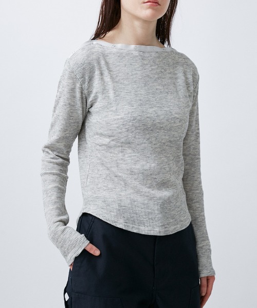tシャツ EYELET WAFFLE BOATNECK L/S TOPS レディース