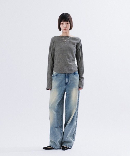 tシャツ EYELET WAFFLE BOATNECK L/S TOPS レディース M TO R tシャツ EYELET WAFFLE BOATNECK L/S TOPS レディース
