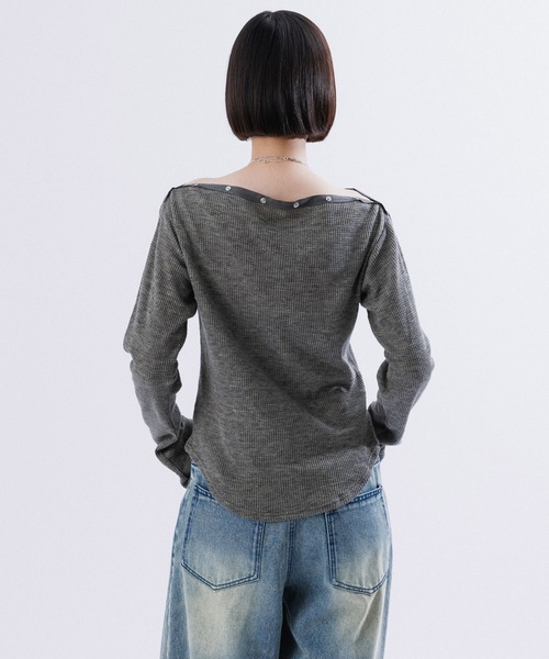 tシャツ EYELET WAFFLE BOATNECK L/S TOPS レディース M TO R tシャツ EYELET WAFFLE BOATNECK L/S TOPS レディース