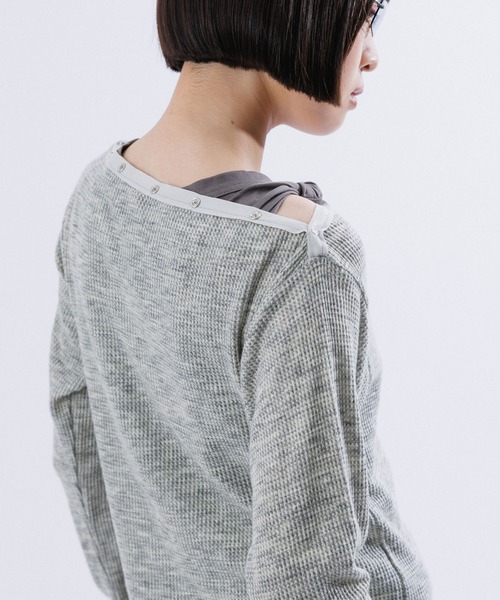 M TO R tシャツ EYELET WAFFLE BOATNECK L/S TOPS レディース