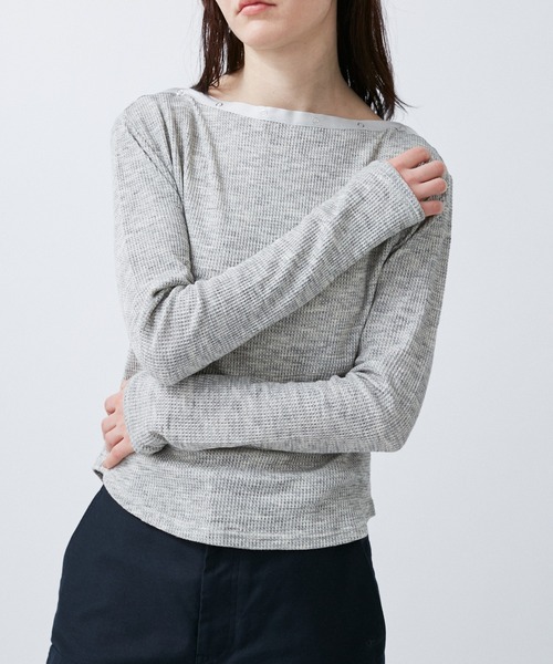 tシャツ EYELET WAFFLE BOATNECK L/S TOPS レディース M TO R tシャツ EYELET WAFFLE BOATNECK L/S TOPS レディース