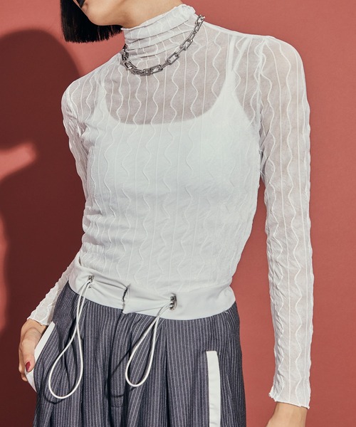 uyu. tシャツ レースシアーメローカットソー「uyu.ウユ」 レディース