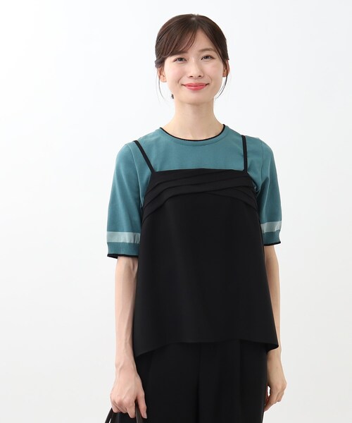 タンクトップ ノースリーブ 「SALE／接触冷感／マシンウォッシュ／セットアップ可能」キャミソールデザインベスト レディース