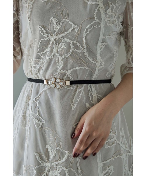 niana（ニアナ） ベルト パールビジューゴムベルト 細ベルト 結婚式