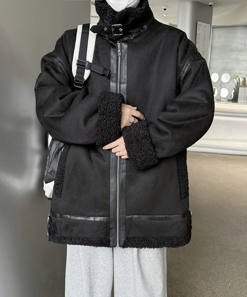 ブルゾン アウター 「FVLMEN」fake mouton stand neck boa jacket