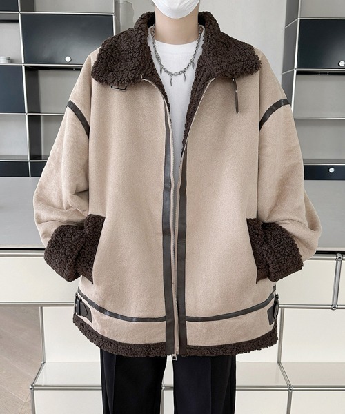 ブルゾン アウター 「FVLMEN」fake mouton stand neck boa jacket