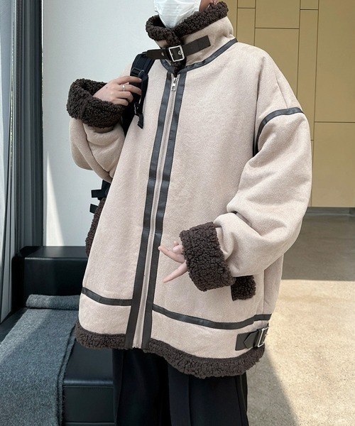 ブルゾン アウター 「FVLMEN」fake mouton stand neck boa jacket