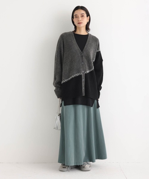 ONE'S TRUE カーディガン ドッキングウールニットカーディガン